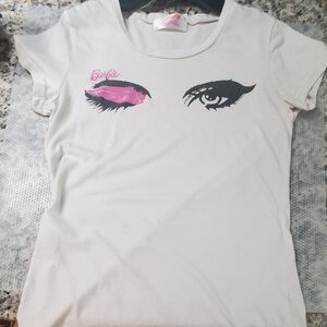Barbie White Short Sleeve Tee with Pink Accent